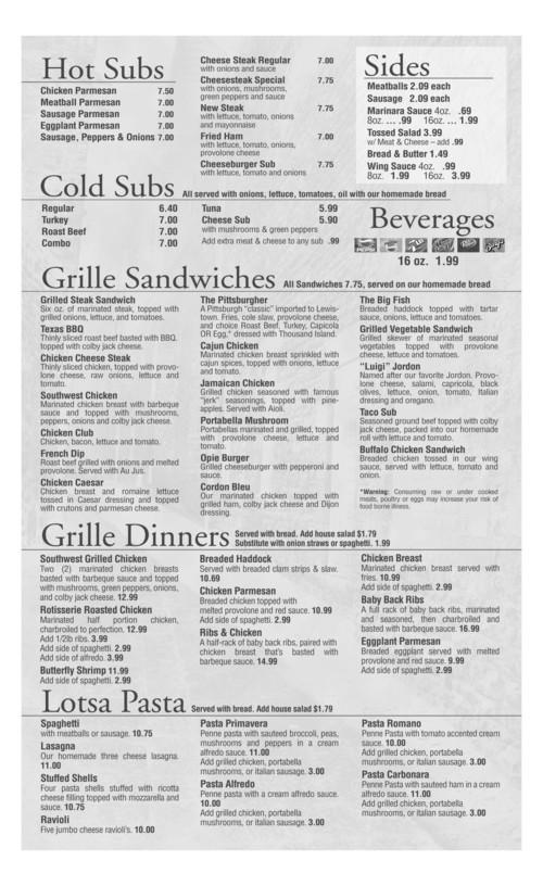 Downtown OIP & Grille menu in Lewistown, Pennsylvania, USA