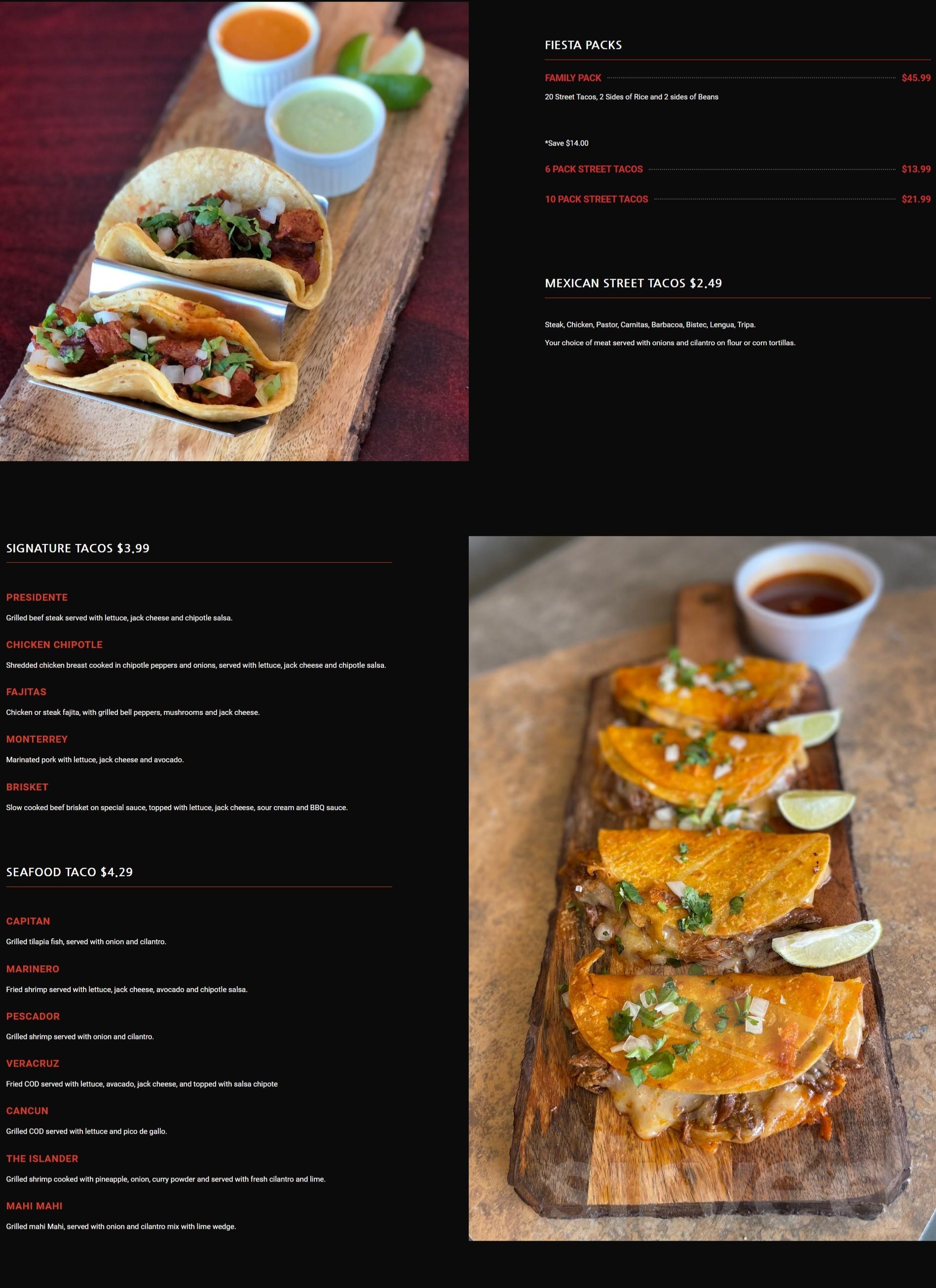 Tacos y Mas menu in Cisco, Texas, USA