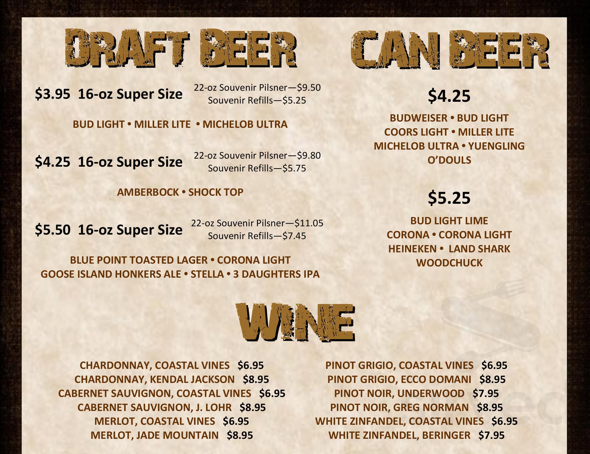 Bongos Beach Bar and Grille menu in St Pete Beach, Florida, USA