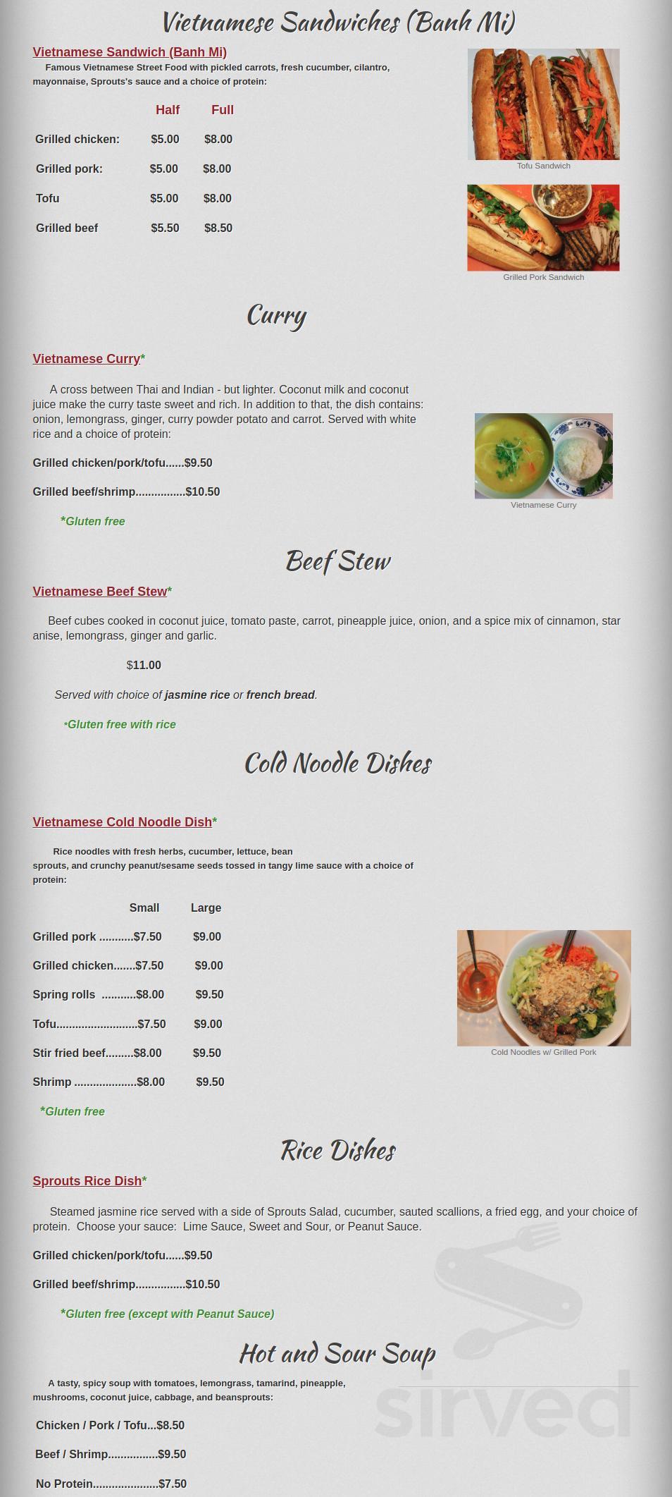 Sprouts menu in Bethel, Connecticut, USA