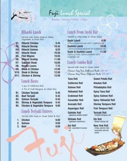 Fuji Japanese Steakhouse menu in Searcy, Arkansas, USA