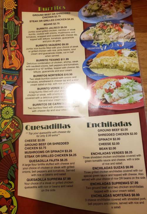 Mi Fiesta menu in Washington, North Carolina, USA