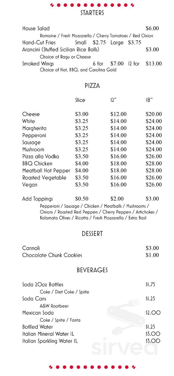 Republic Pizzeria & Pub menu in Youngstown, Ohio