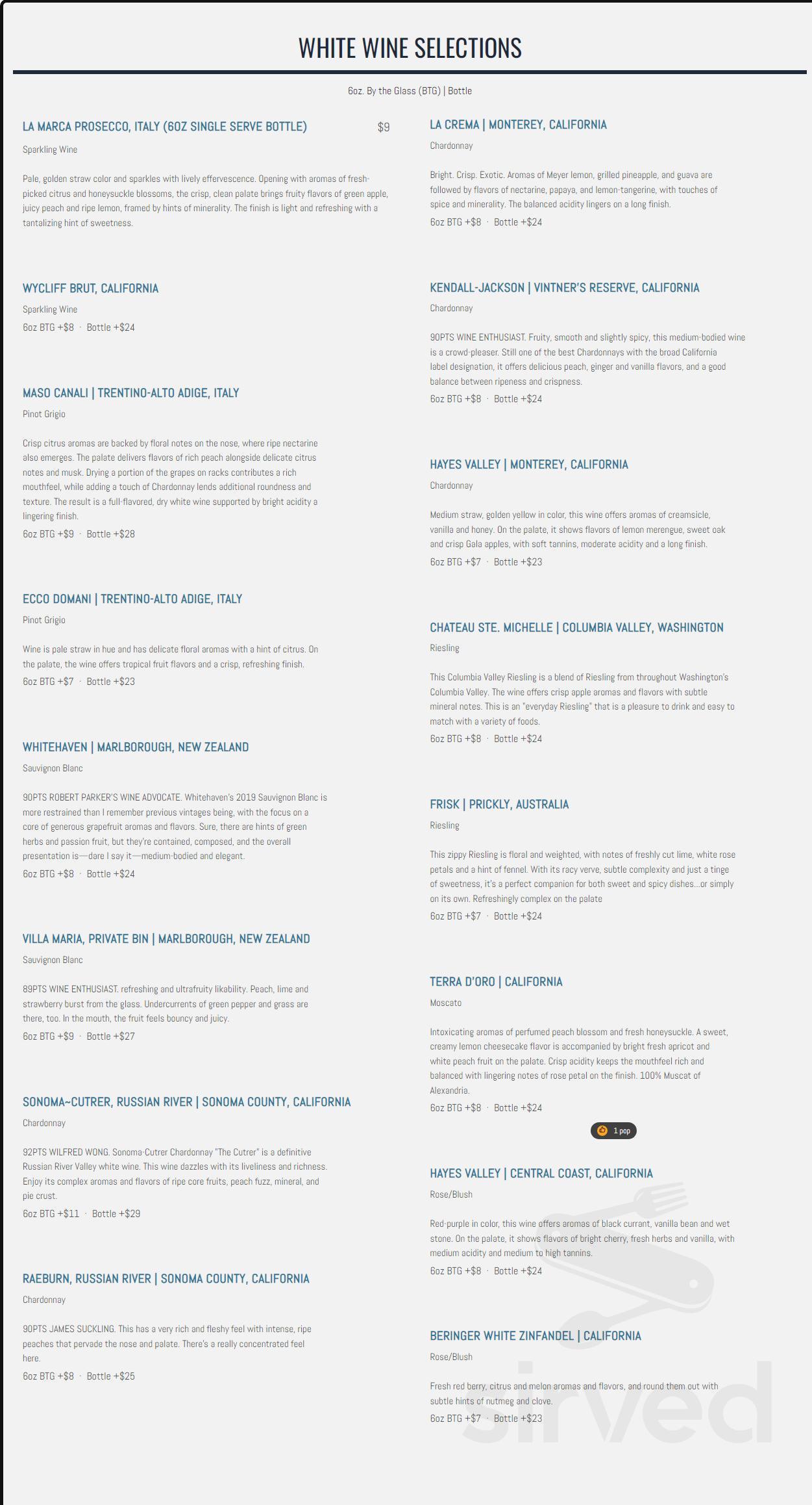 Saltwater Fishery menu in Dublin, USA