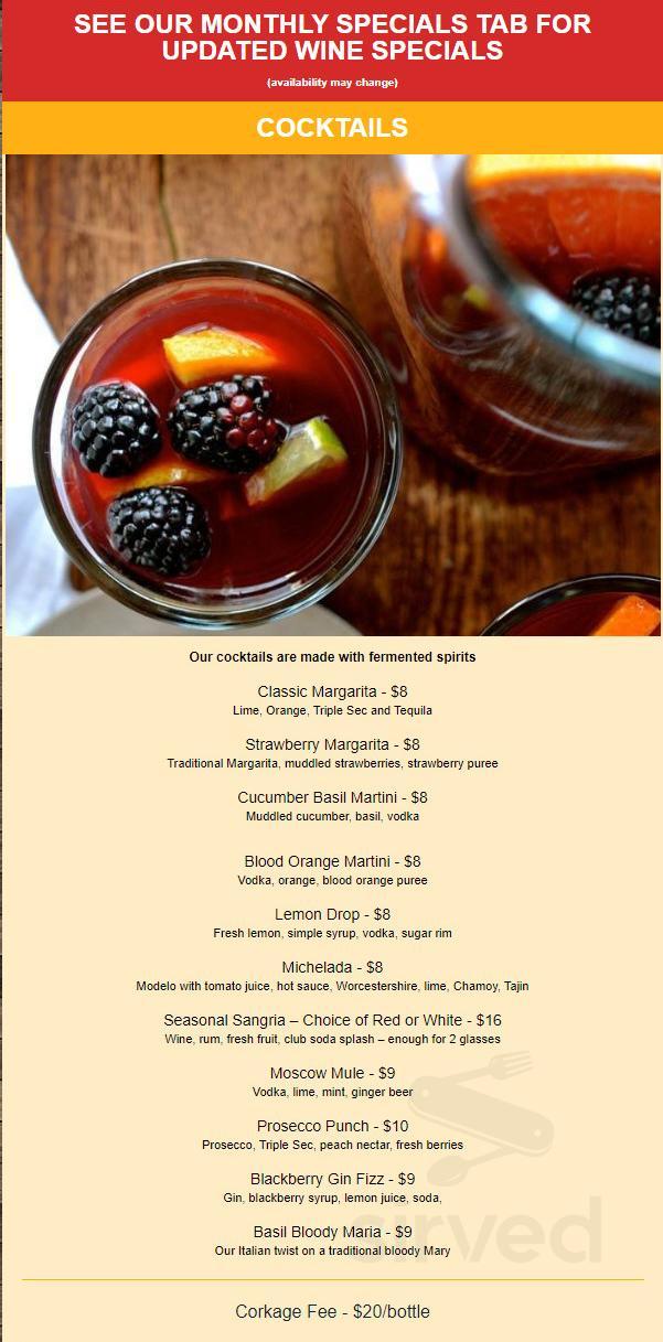 Dominic's Ristorante Italiano drink menu in Cypress, California