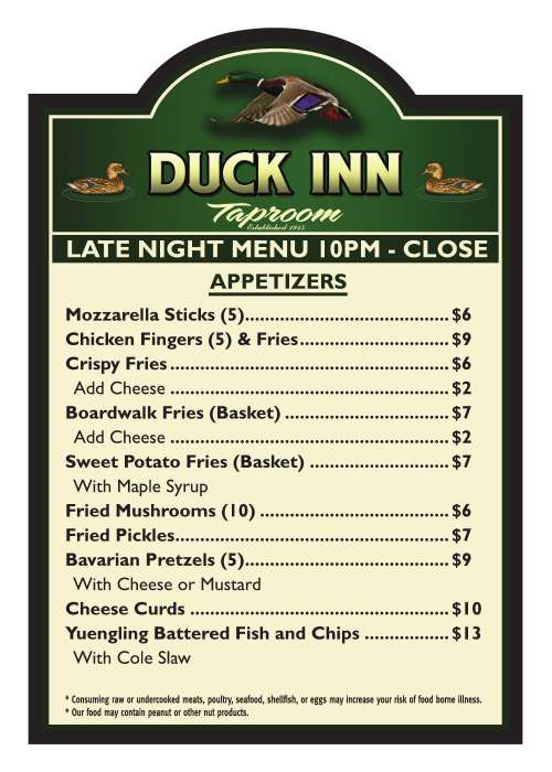 Duck Inn Taproom menu in Collegeville, Pennsylvania, USA