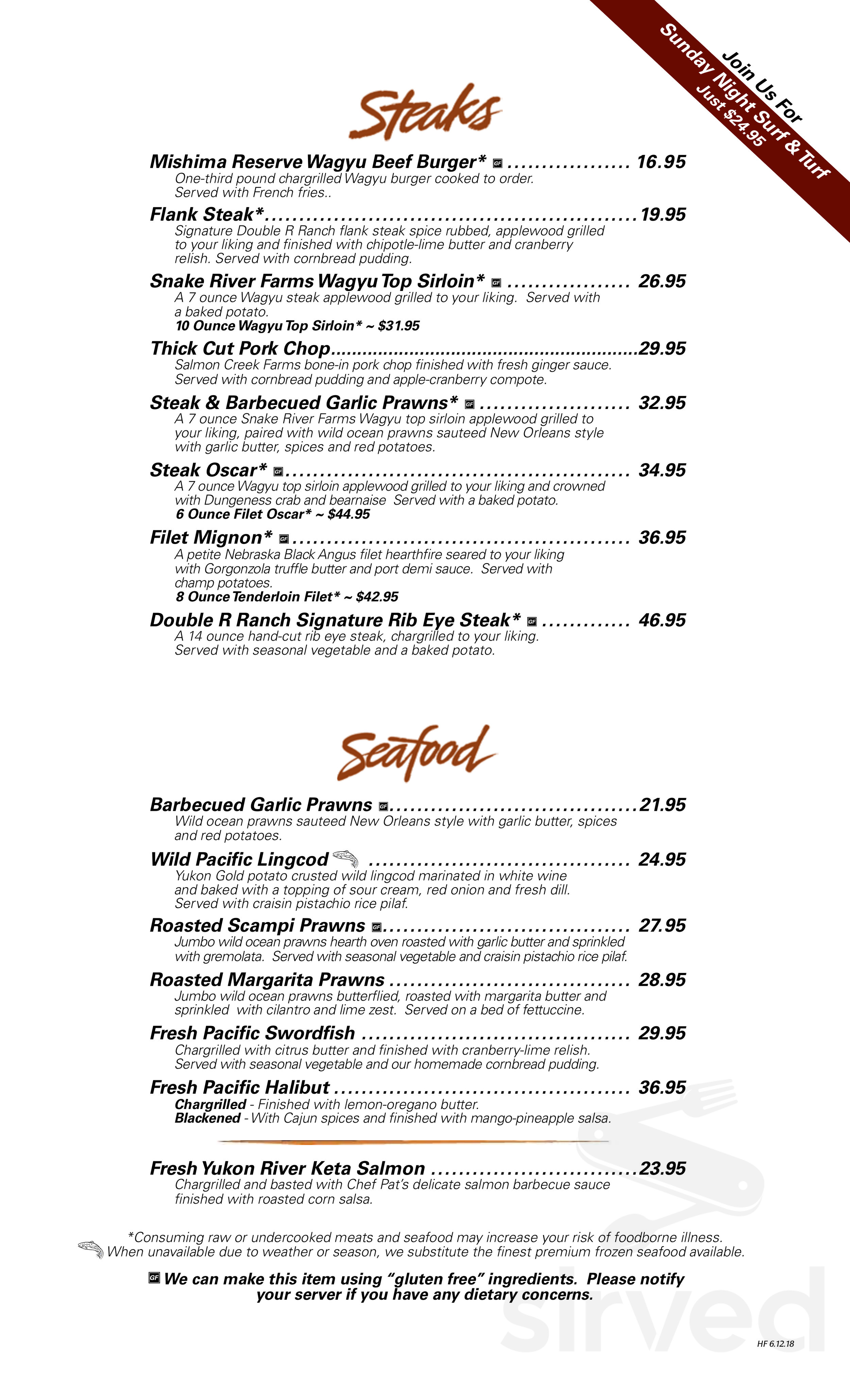 Anthony's Hearthfire Grill, Bellingham menu in Bellingham, Washington, USA