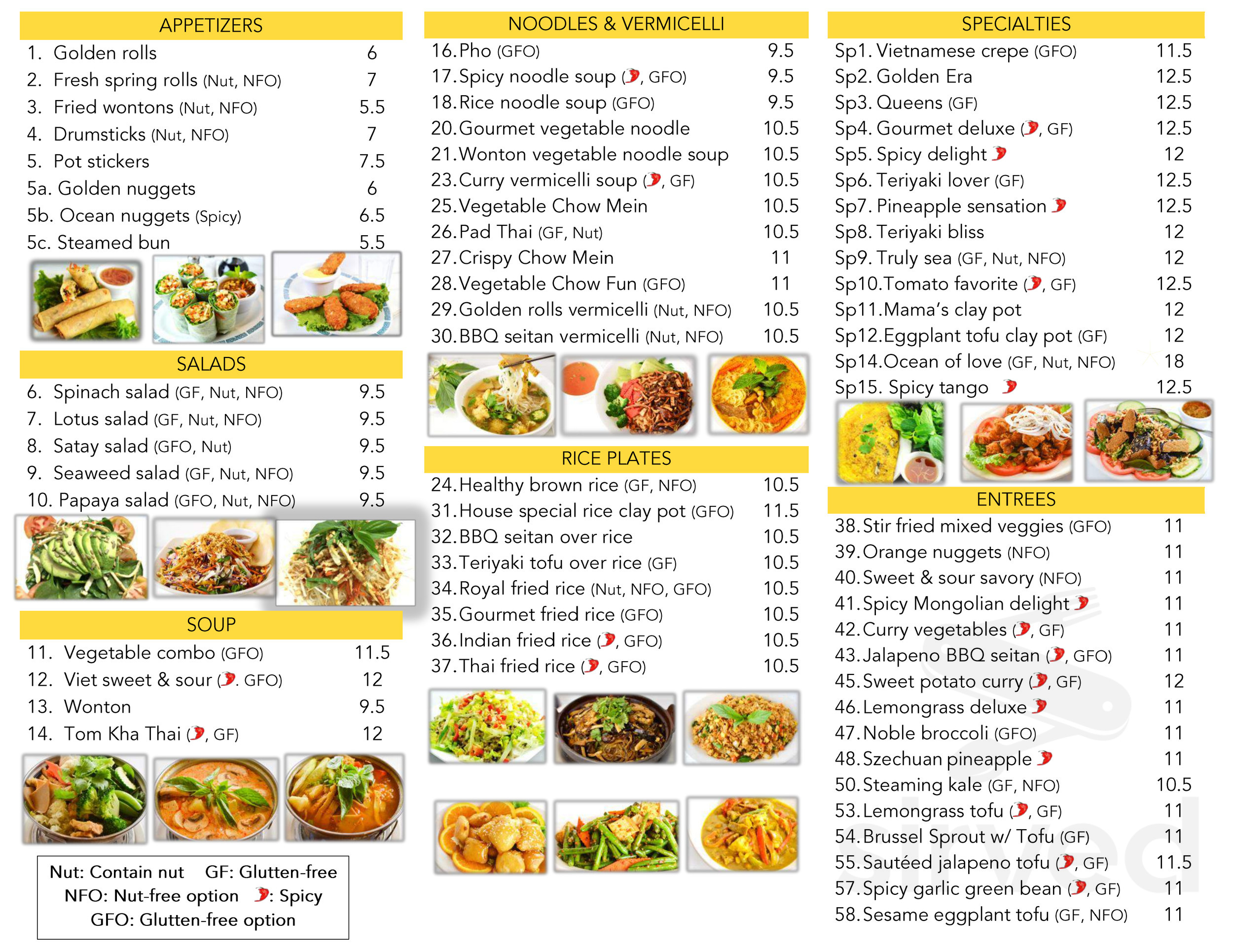 Merit Vegan Restaurant menu in Sunnyvale, California
