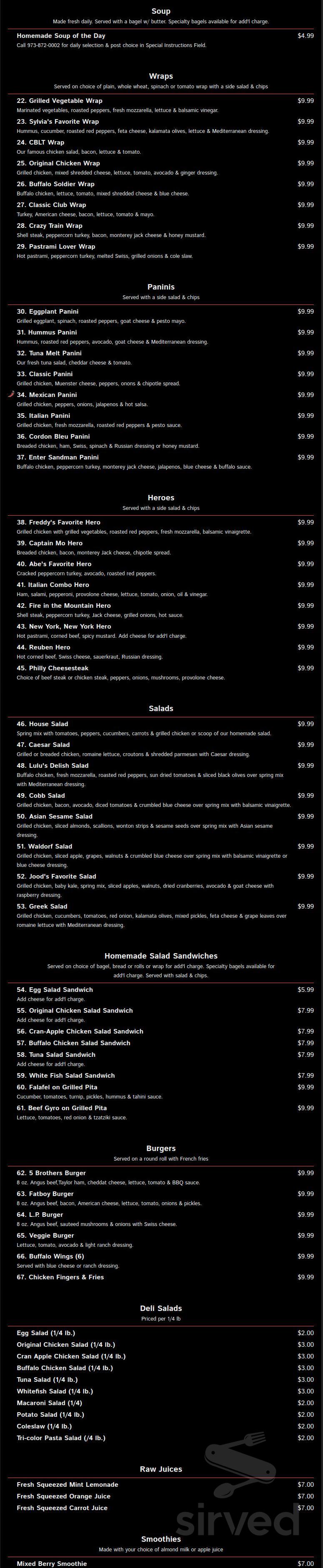 5 BROTHERS BAGELS & DELI menu in Lincoln Park, New Jersey, USA