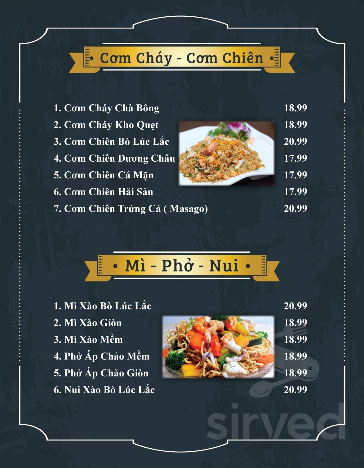 iTango Restaurant and Lounge menu in Garden Grove, California, USA