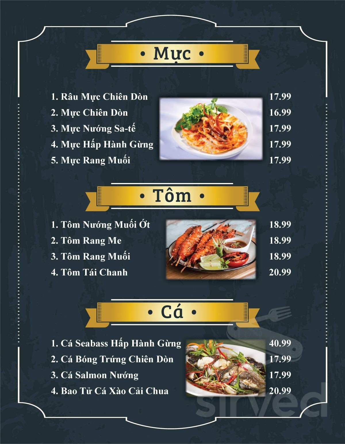 iTango Restaurant and Lounge menu in Garden Grove, California, USA