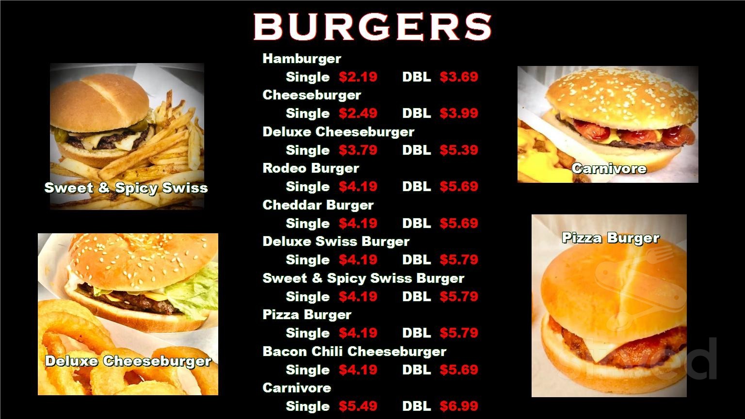 The Burger Garage & Ice Cream Shop menu in Hesston, Kansas, USA
