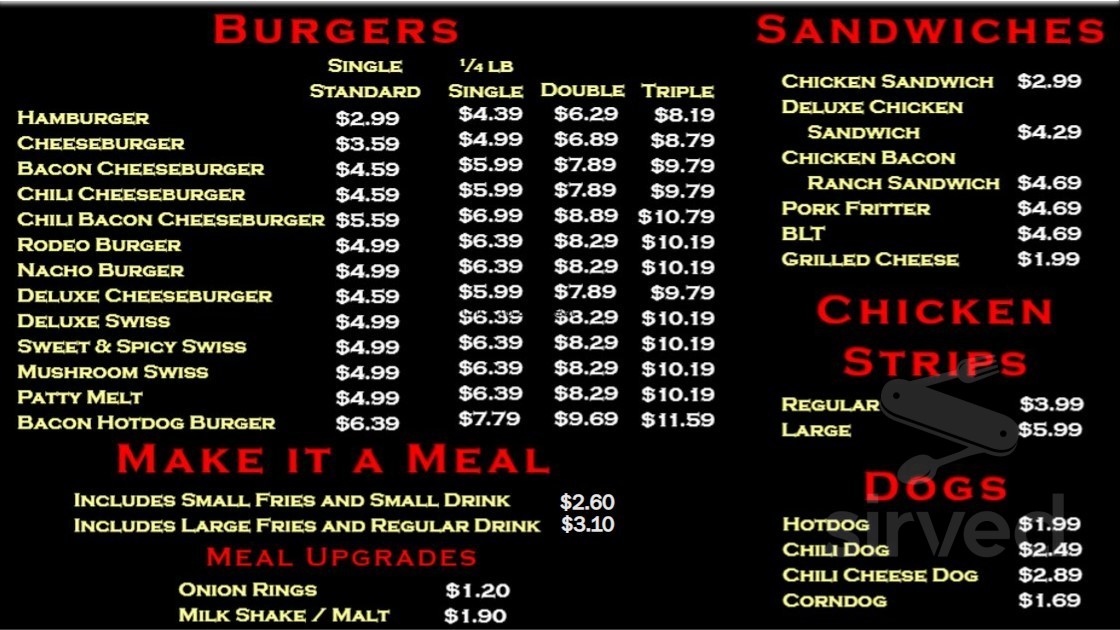 The Burger Garage & Ice Cream Shop menu in Hesston, Kansas, USA