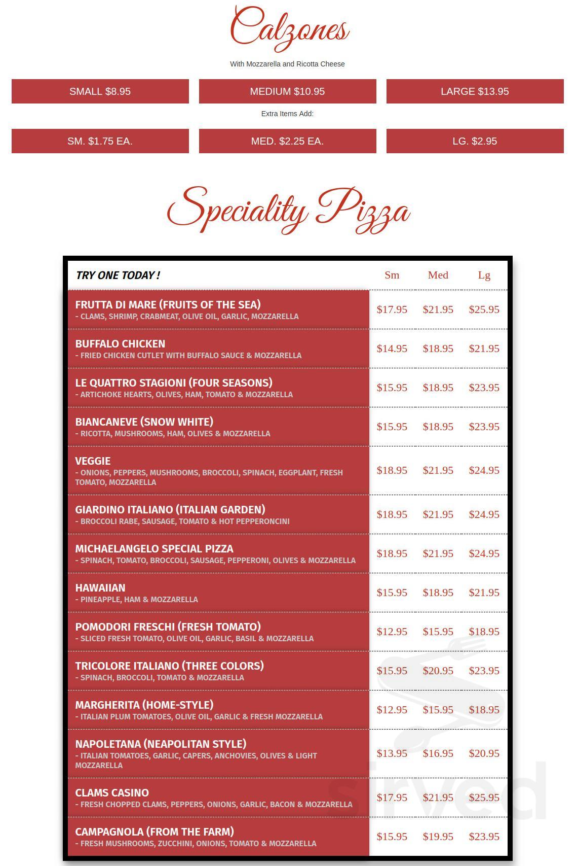 Sapori D'Italia menu in Hamden, Connecticut