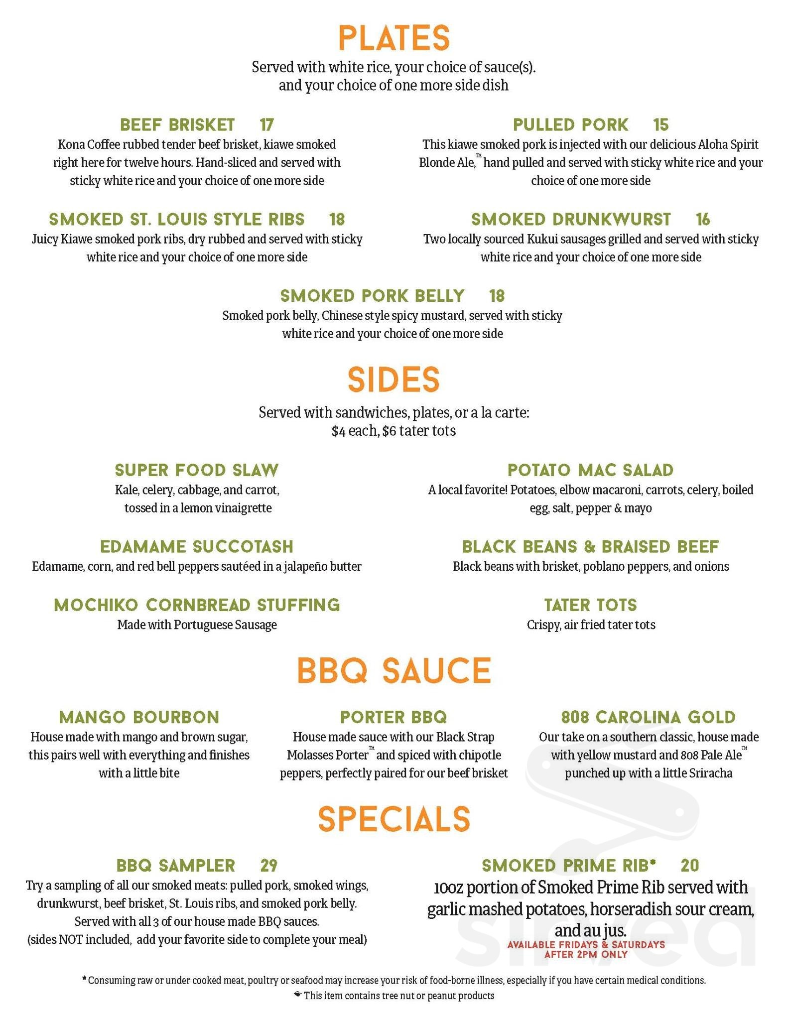 Waikiki Brewing Company, Kakaako menu in Honolulu, Hawaii, USA