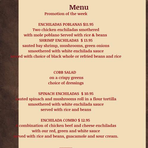 La Fuente Mexican Restaurant & Blue Iguana Bar menu in Brentwood