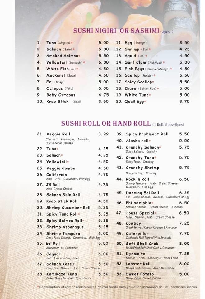 Koris Menu Kori menu in Clarksville, Tennessee, USA
