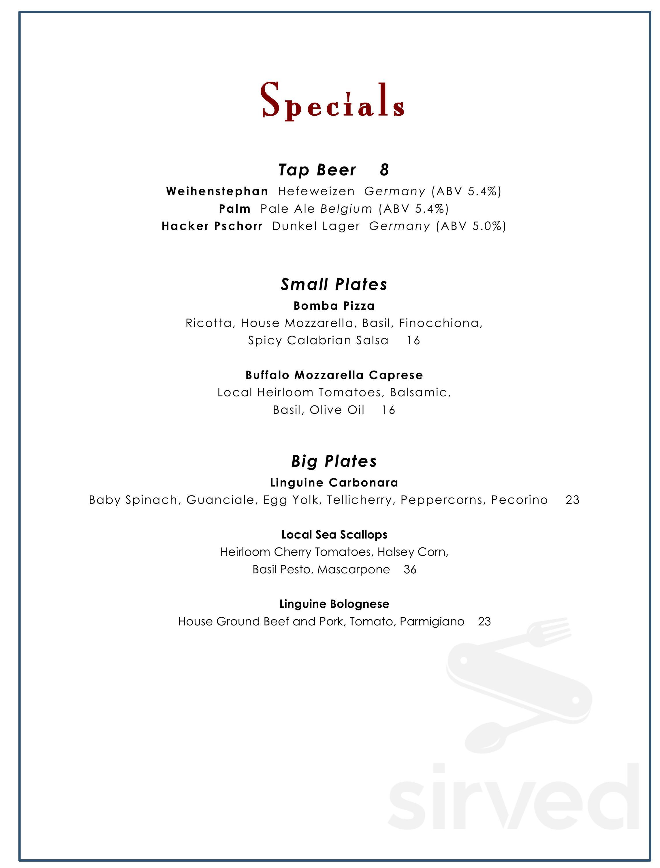 Menu for Pellegrino's Pizza Bar & Restaurant in Southampton, New York