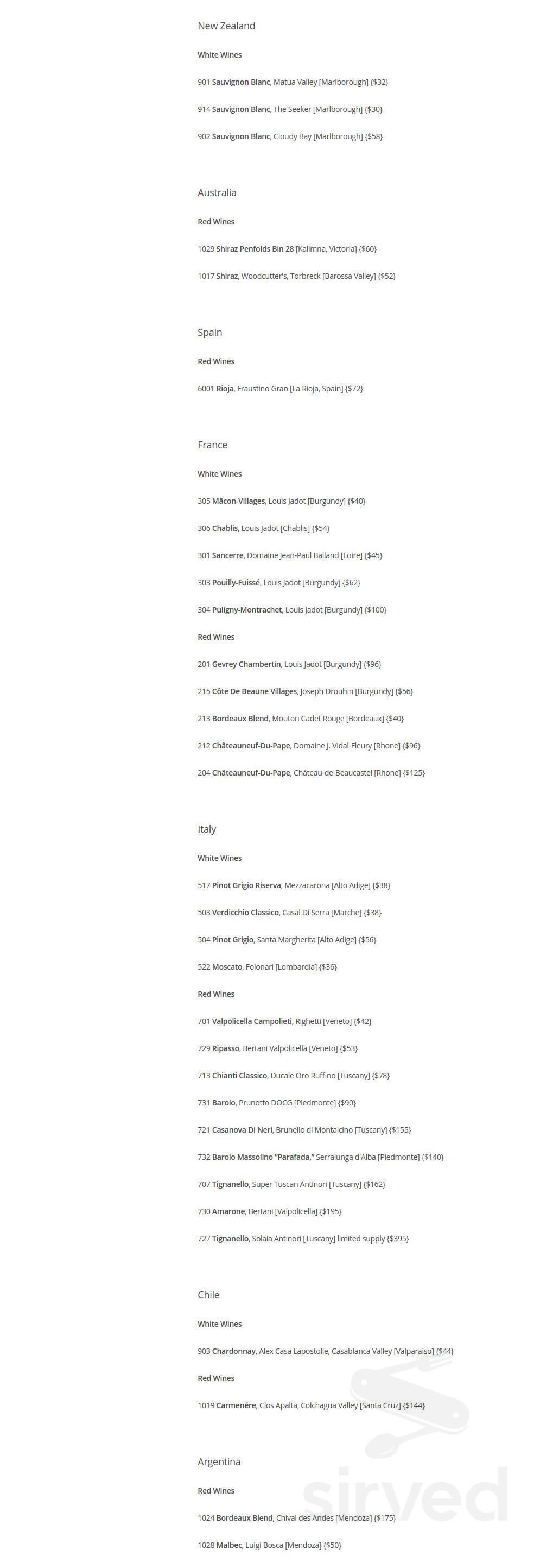 TS Steakhouse At Turning Stone Resort Casino Menus In Verona New York 