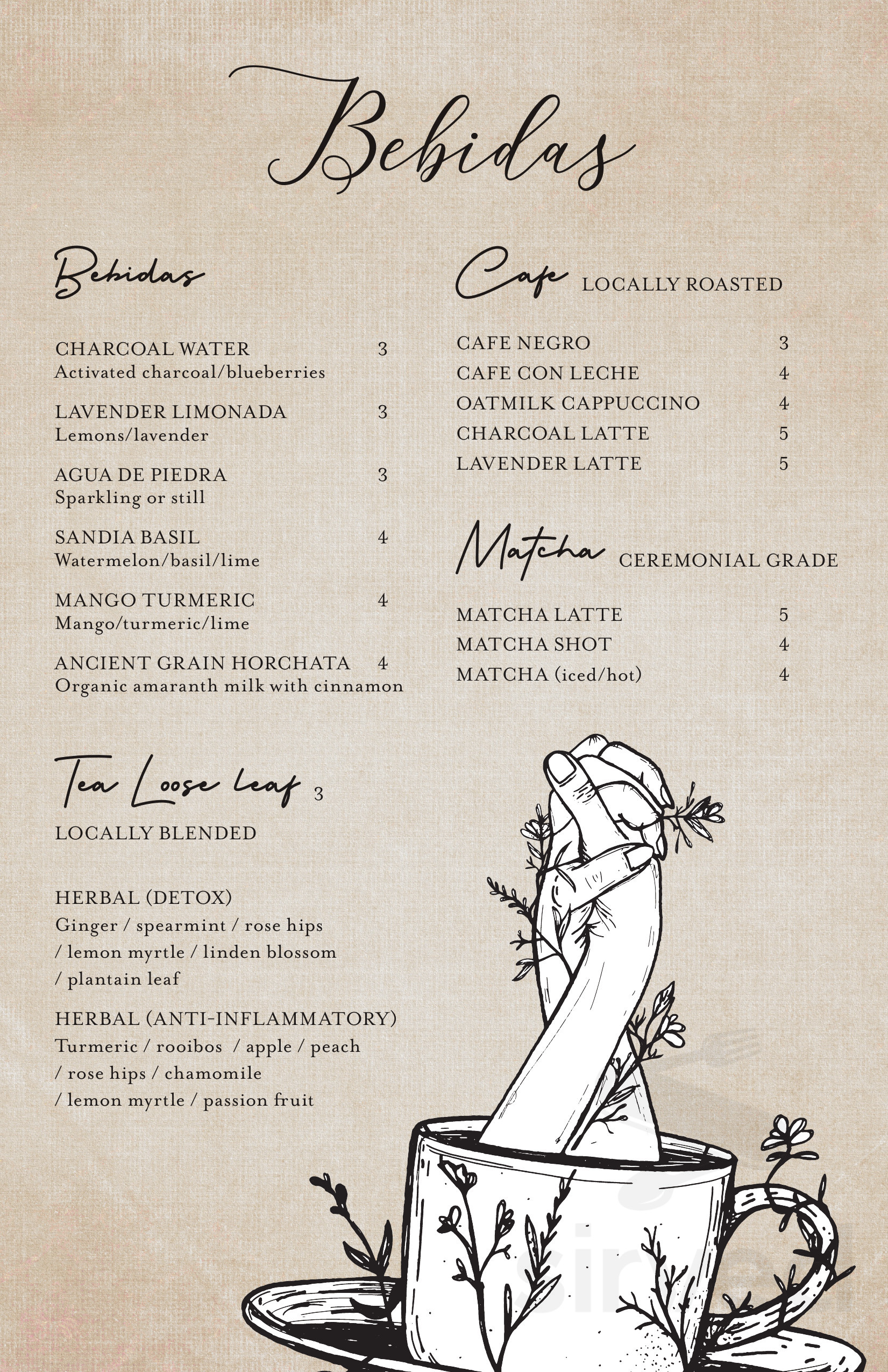 Mamacitas menu in El Paso, Texas, USA