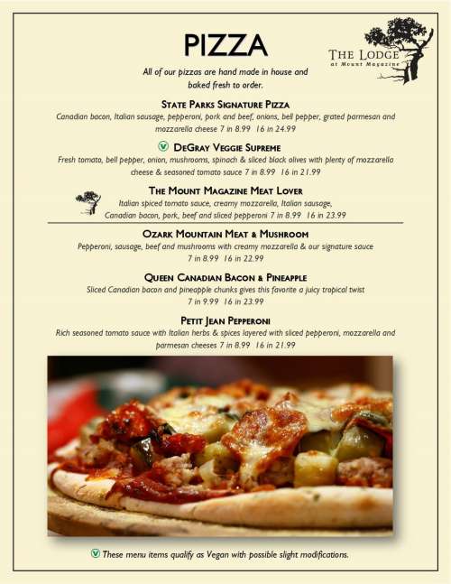 The Skycrest Restaurant menu in Paris, Arkansas, USA