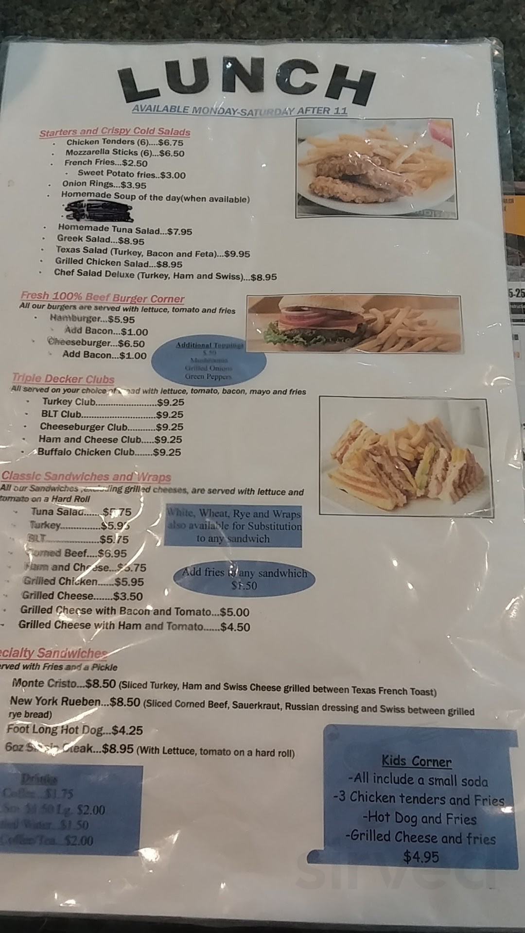 Menu for Marika's Place in Putnam, CT Sirved