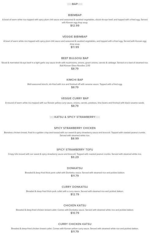 Oriental Spoon menu in Edwardsville, Illinois, USA