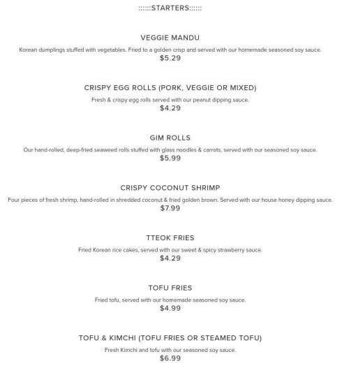 Oriental Spoon menu in Edwardsville, Illinois, USA