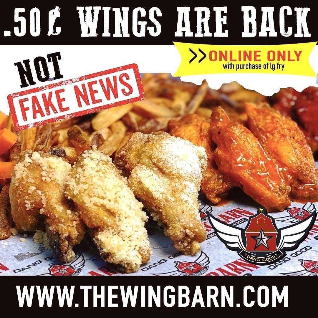 Wing Barn Pablo Kisel menu in Brownsville, Texas, USA