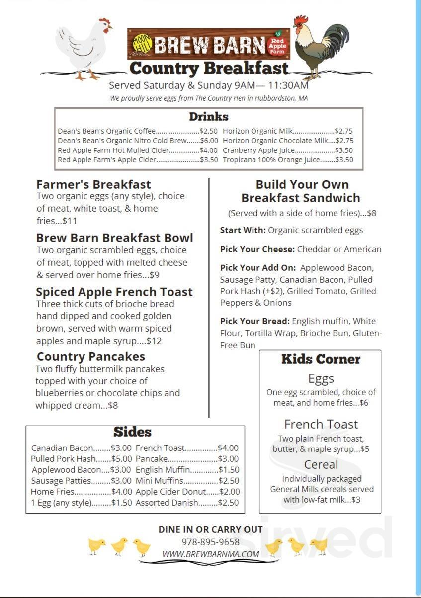 Brew Barn Restaurant & Taproom at Red Apple Farm menus in Phillipston ...