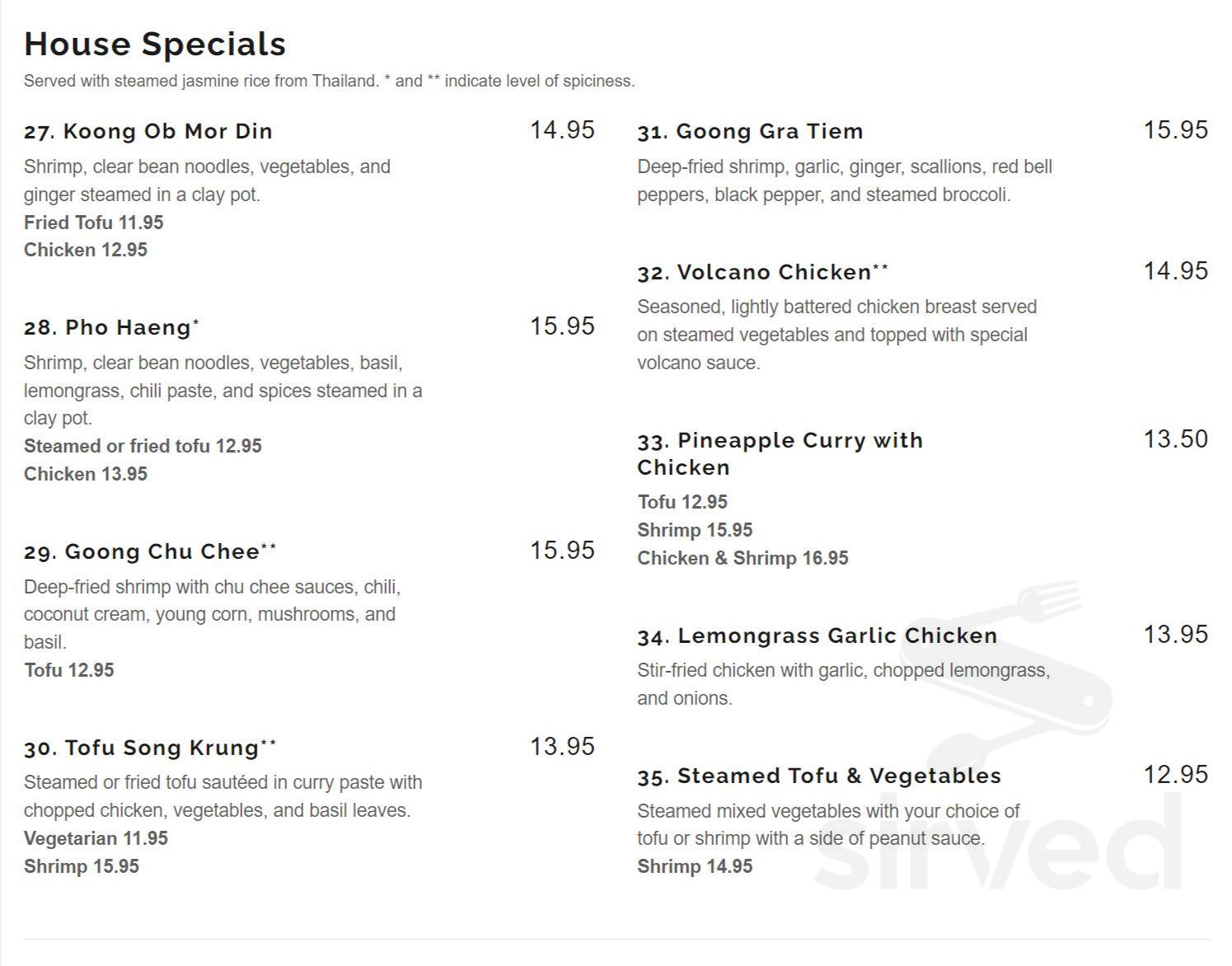 Thai Thai Takeout menu in Charlotte, North Carolina, USA