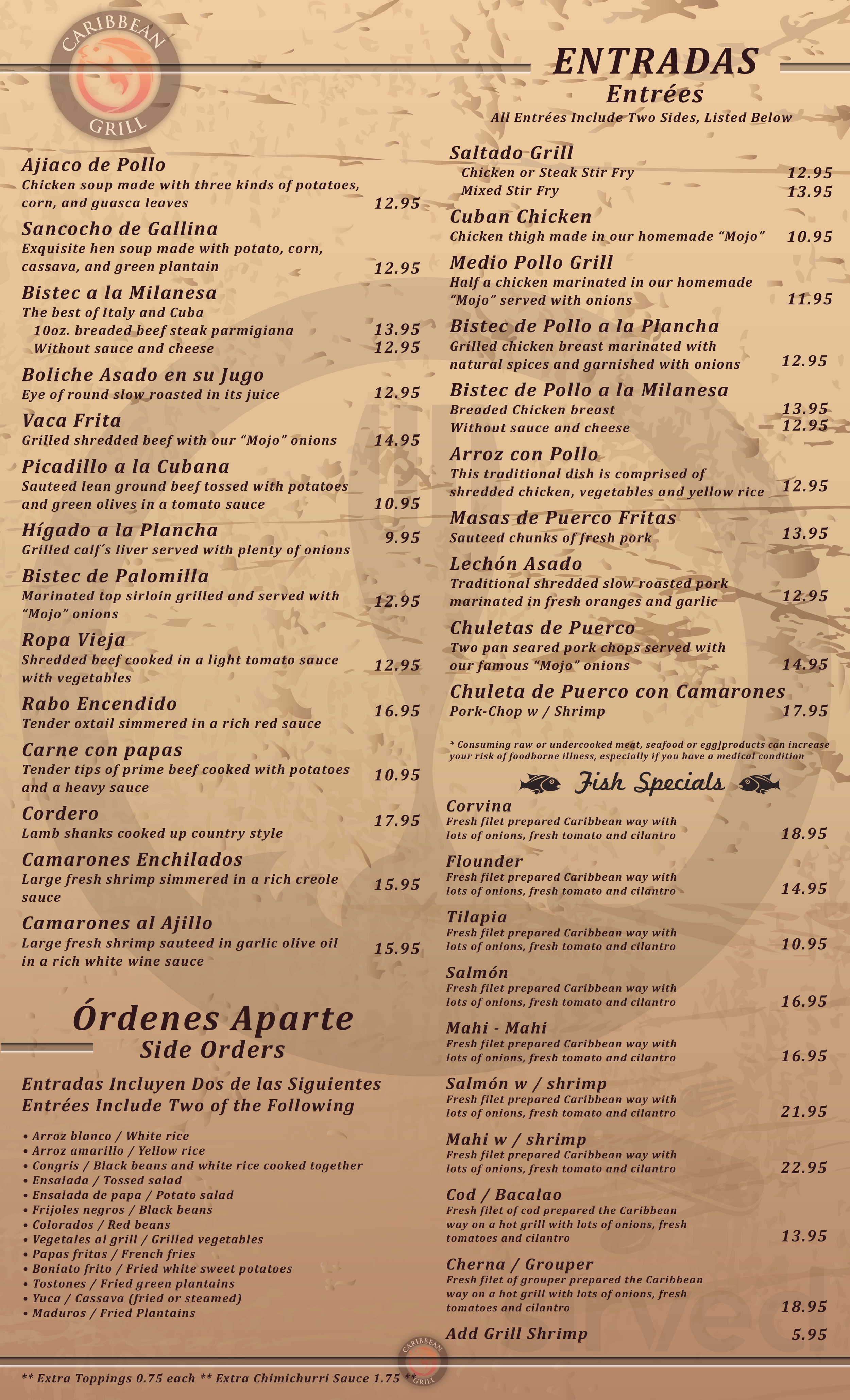 Caribbean Cuban Grill menu in Coconut Creek, Florida, USA