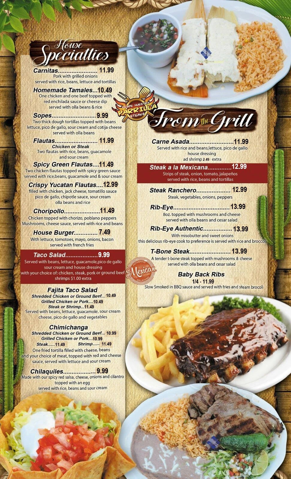 Authentic California Mexican Grill menu in Kingsport, Tennessee, USA
