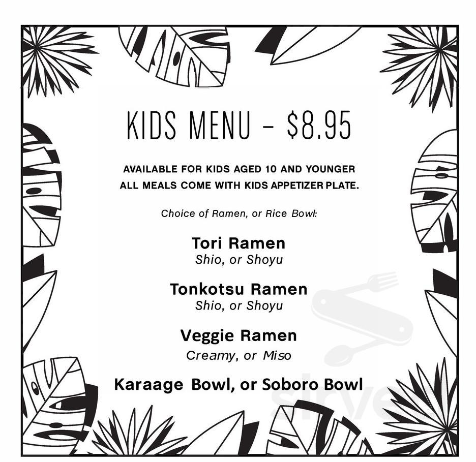 Agu Ramen Bistro menu in Sugar Land, Texas, USA