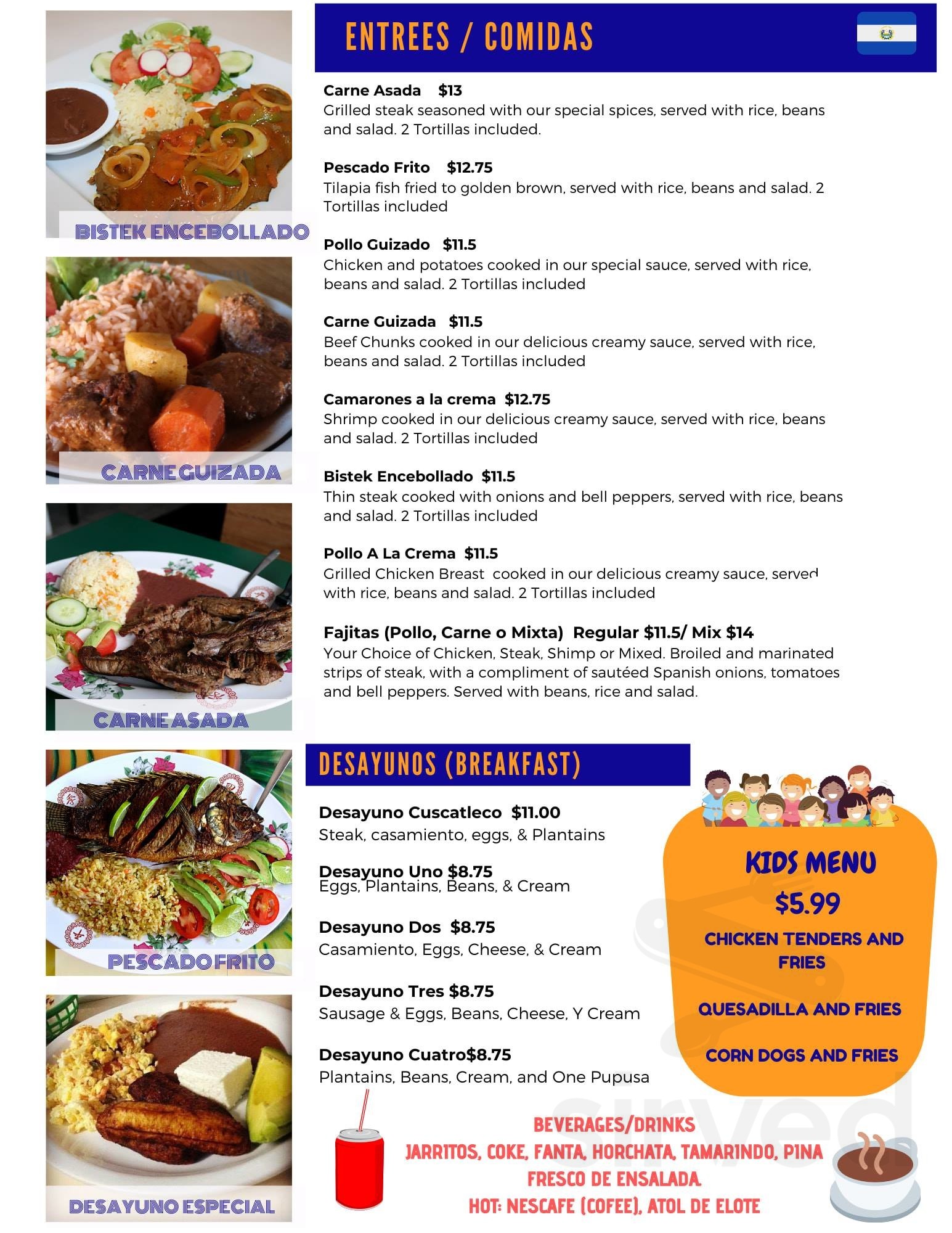 La Cuscatleca East menu in Des Moines, Iowa, USA