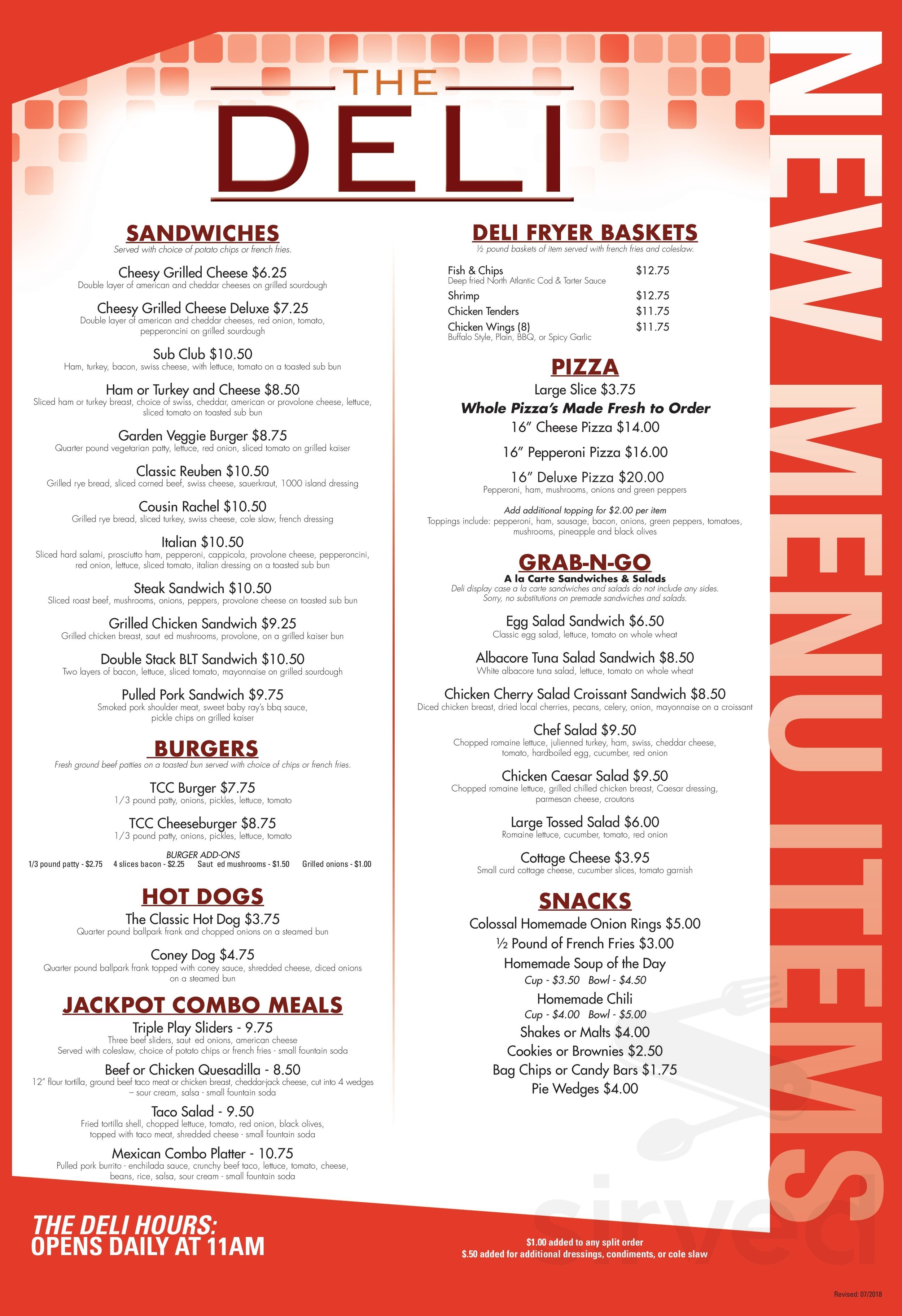 The Deli menu in Williamsburg, Michigan