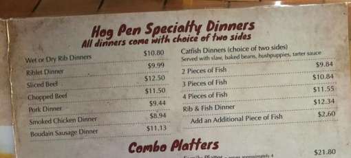 Menu for Hog Pen BBQ in Conway, AK | Sirved
