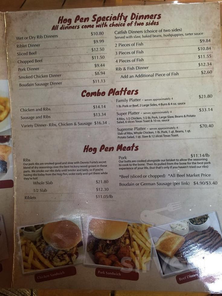 Hog Pen BBQ menus in Conway, Arkansas, United States