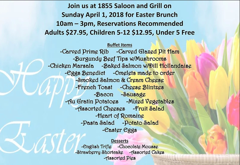 1855 Saloon and Grill menu in Cottage Grove, Wisconsin, USA
