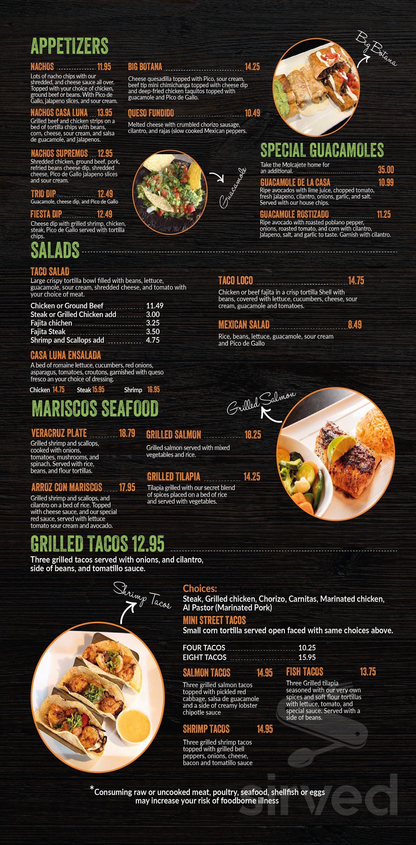 Casa Luna Mexican Grill Lodi WI menu in Lodi, Wisconsin, USA