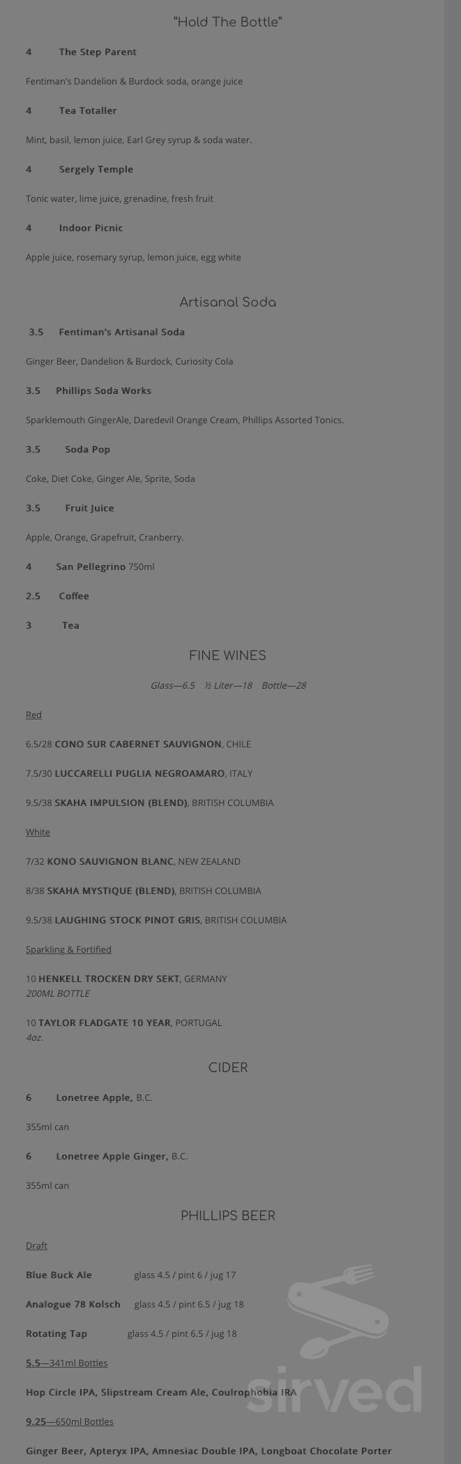 Menu - Victoria BC's Cenote Restaurant and Lounge | Sirved