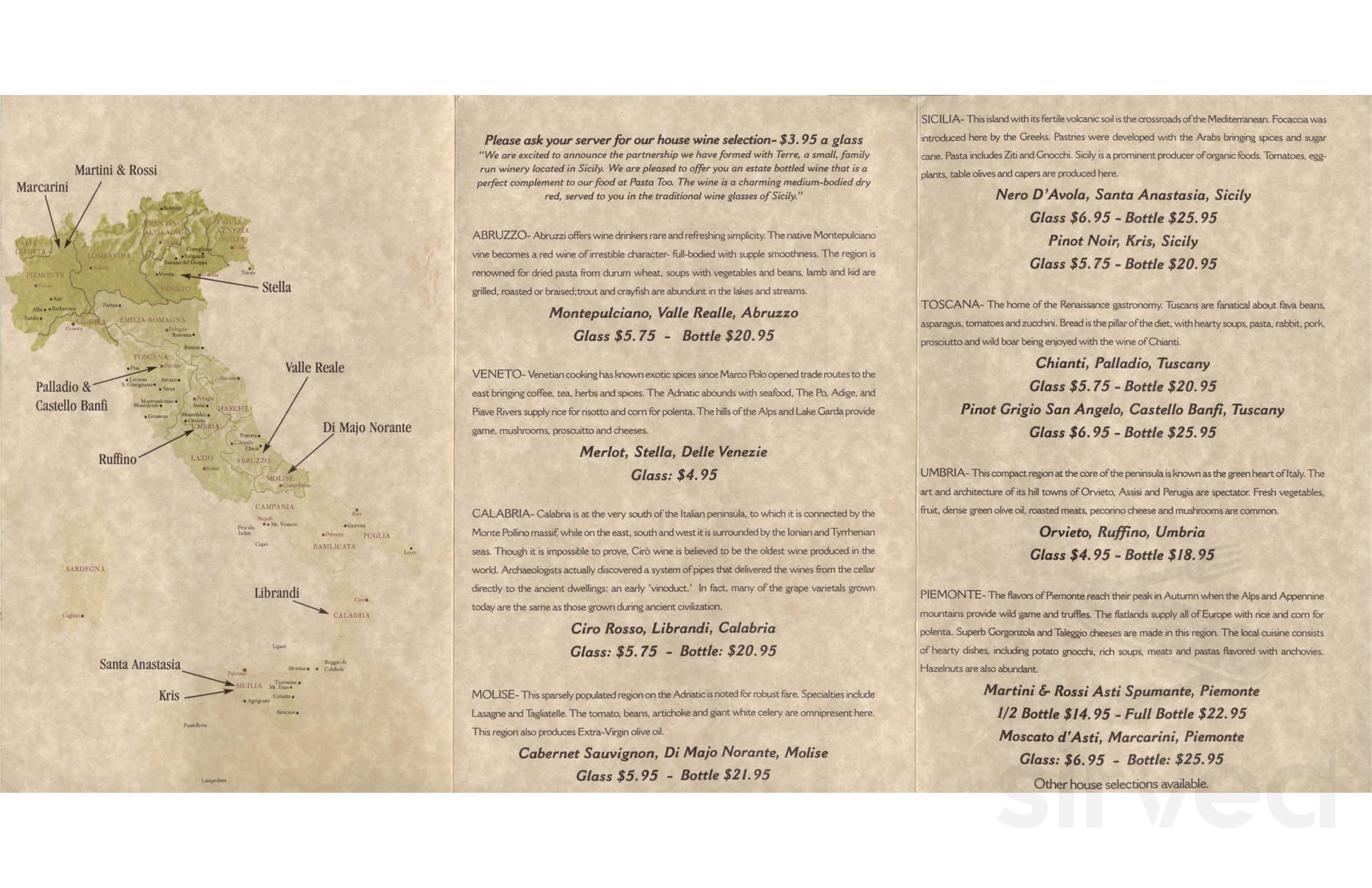 Pasta Too menus in Bethel Park, Pennsylvania, United States