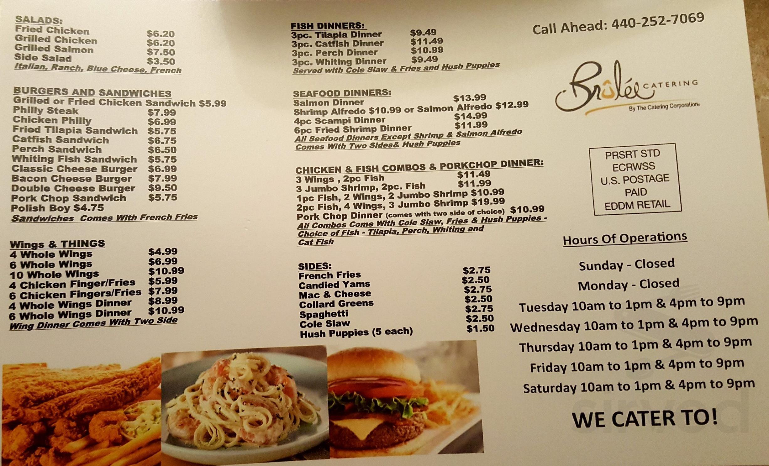 Menu for Brulee Takeout in Bedford, OH Sirved