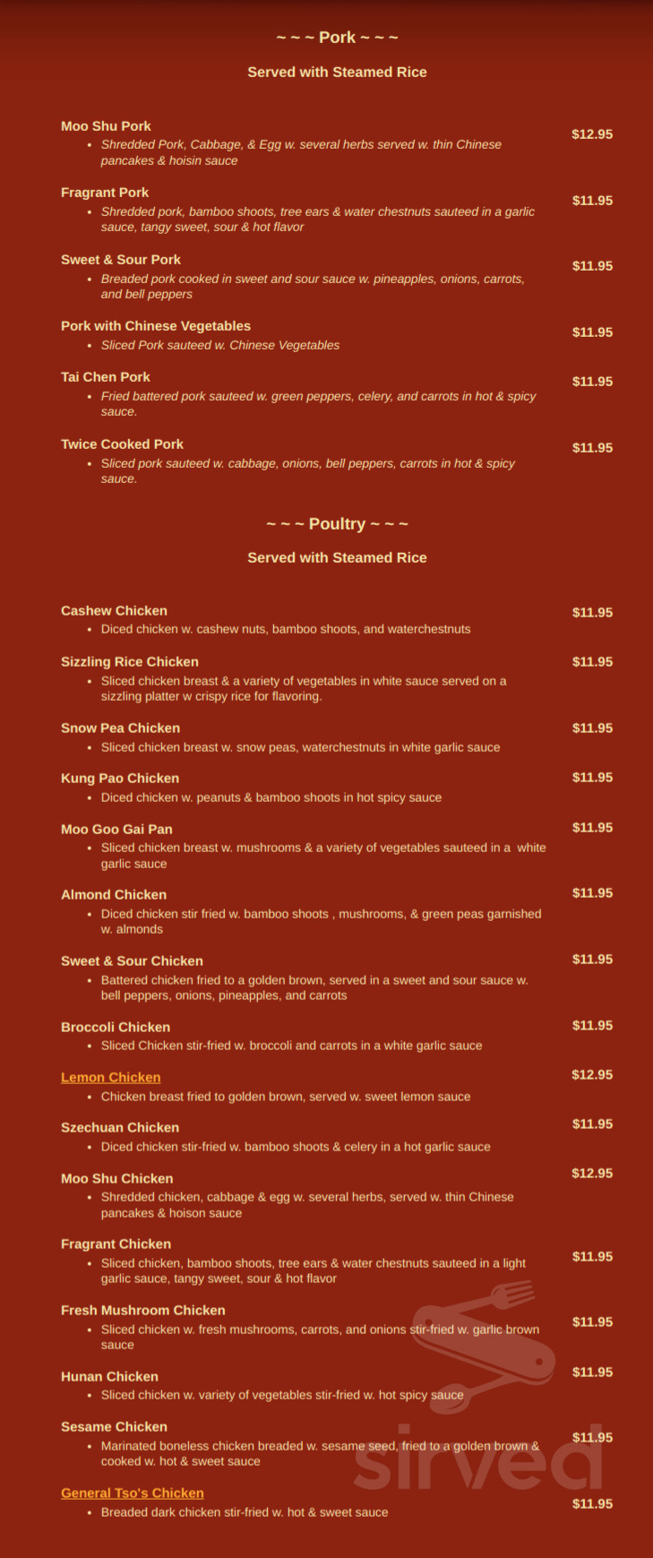 ATan menu in Memphis, Tennessee, USA