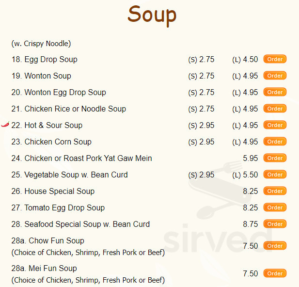 Grand China menu in Morganville, New Jersey, USA