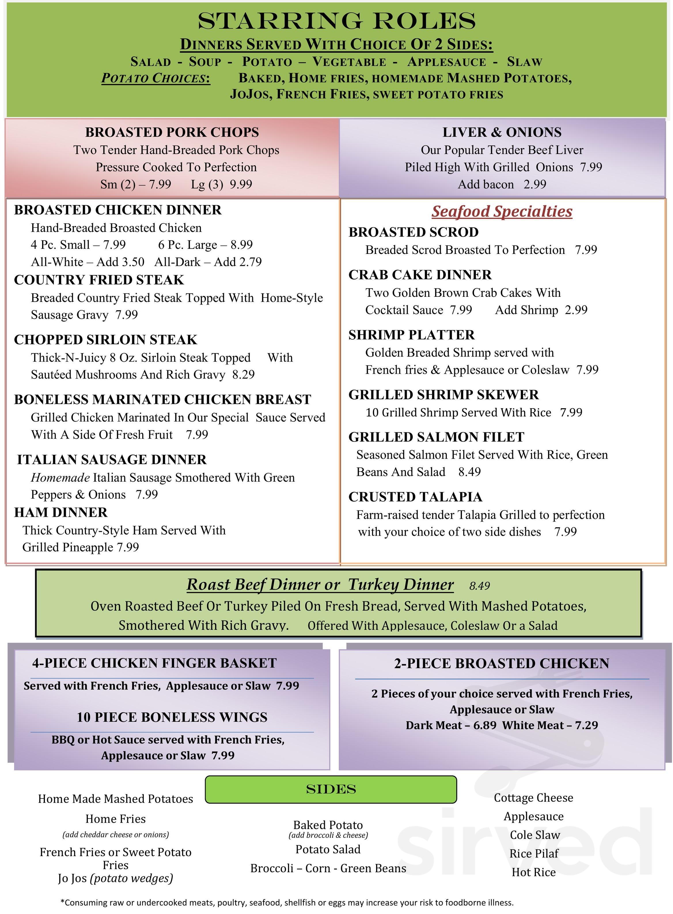 Sweet Henrie's Restaurant and ice cream parlor menus in Norton, Ohio, United States
