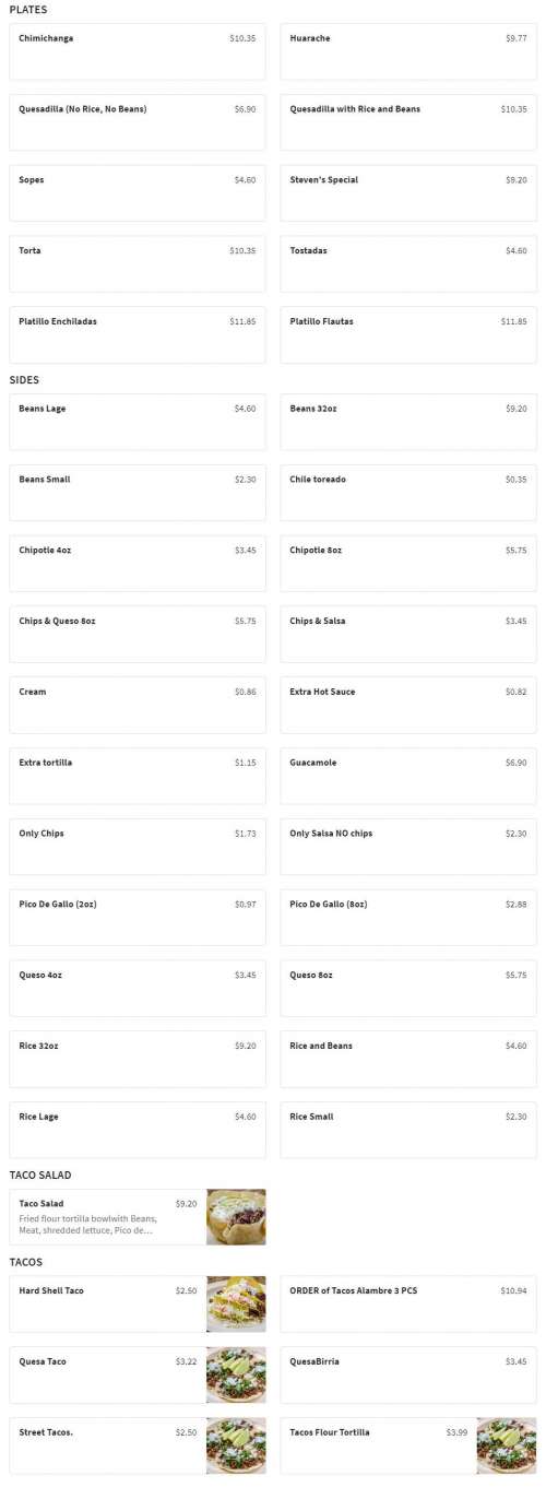 Boss Man Tacos Burritos & More menu in Fayetteville, Arkansas, USA