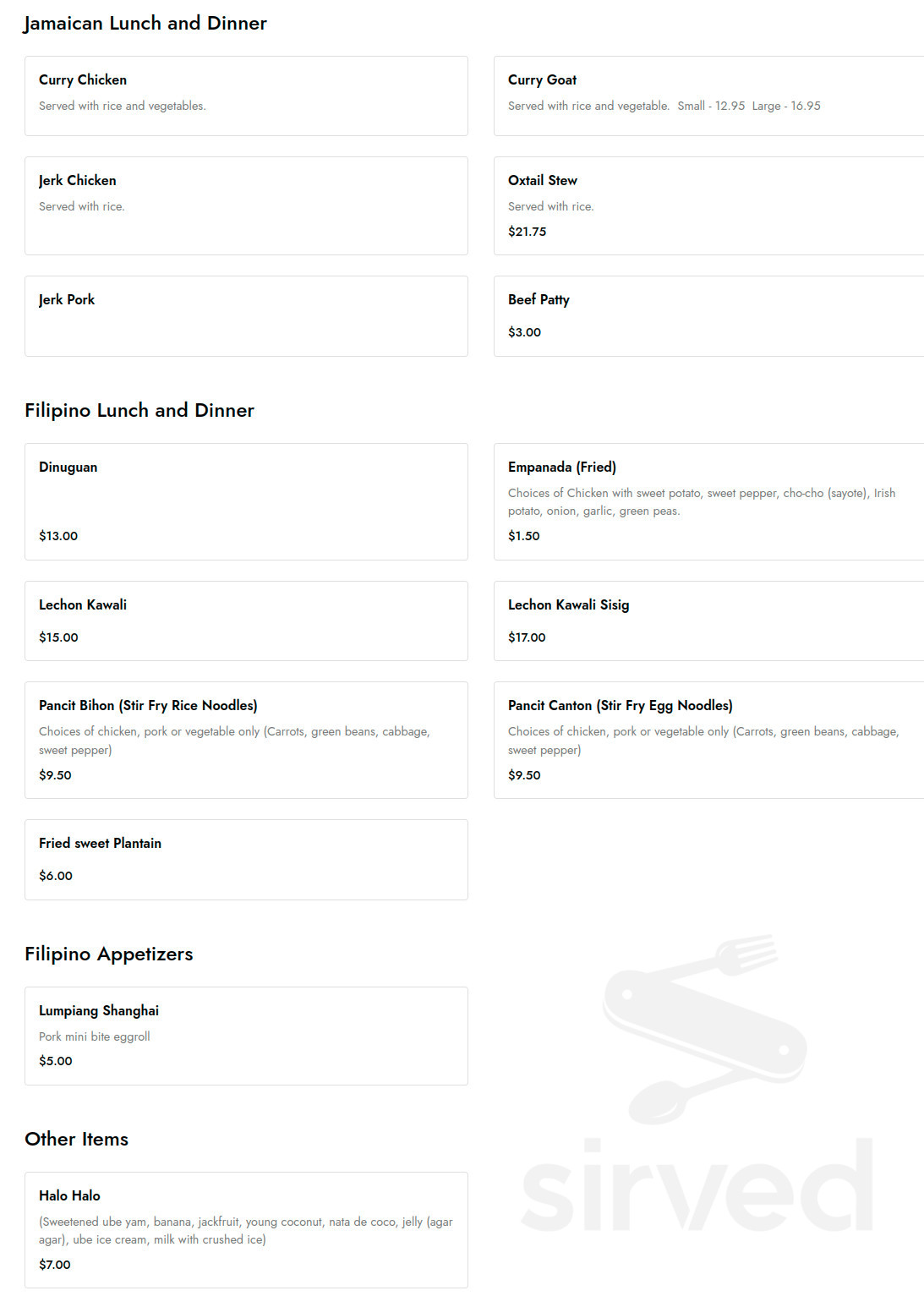 Bright Light menu in Quincy, Massachusetts, USA