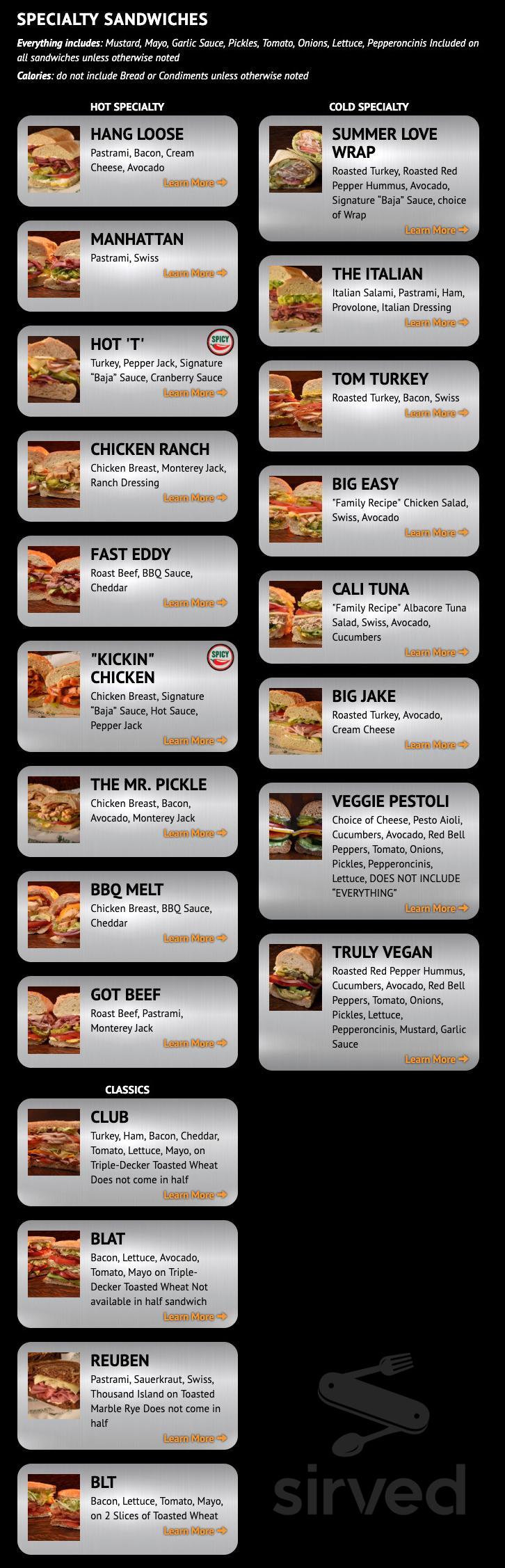 Mr. Pickle's Sandwich Shop menu in Oakley, California, USA