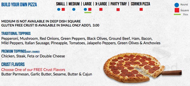 Sammy's Pizza menu in Dearborn, Michigan, USA
